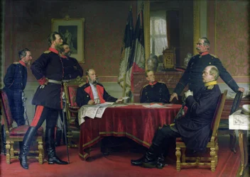 Discusión de una estrategia de guerra en Versalles, 1900